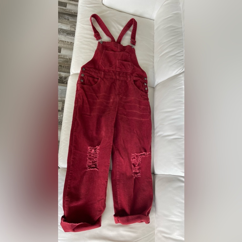 Super Cute Red Corduroy Overalls